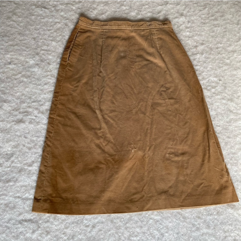 Vtg 70s Womens Long Brown Corduroy Skirt Unbranded Approx Size S/M - Picture 2 of 7
